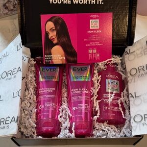 New L'Oreal Iron sleek Ever Pure Hair Care PR box